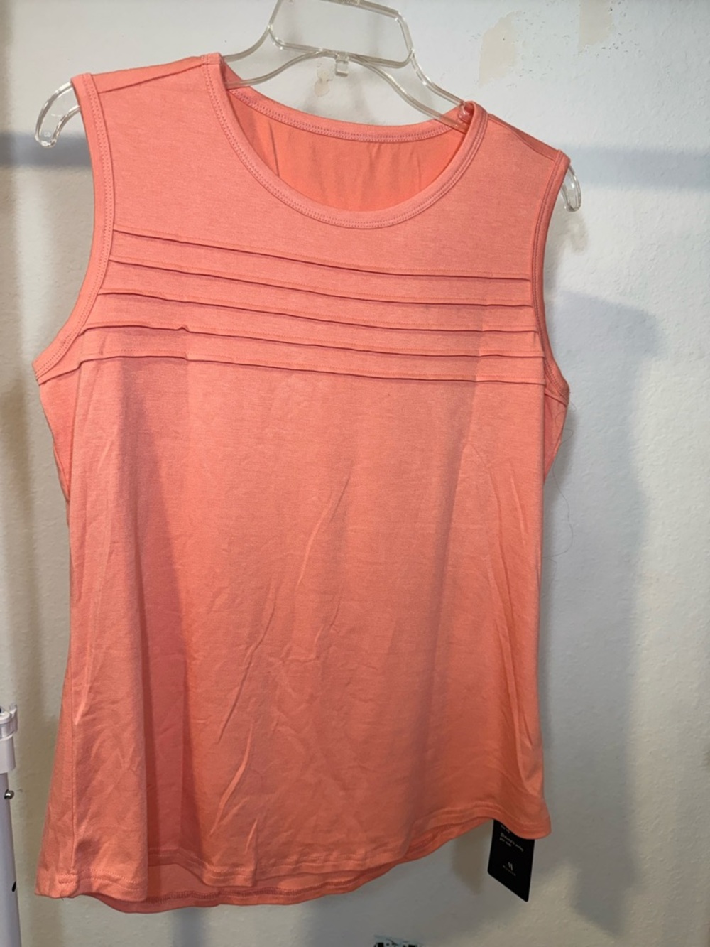 Sleeveless Pintuck Tank Top in Coral Pink